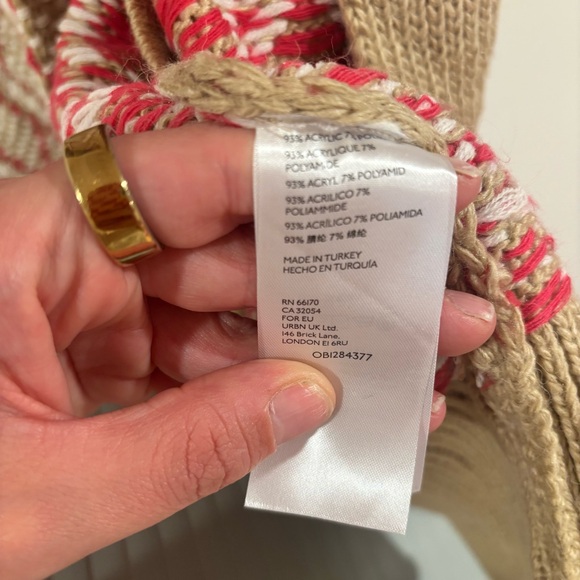 NWT Anthropologie Patrice Geometric Cardigan Sweater Womens Small Tan Cardi Knit - Picture 8 of 9